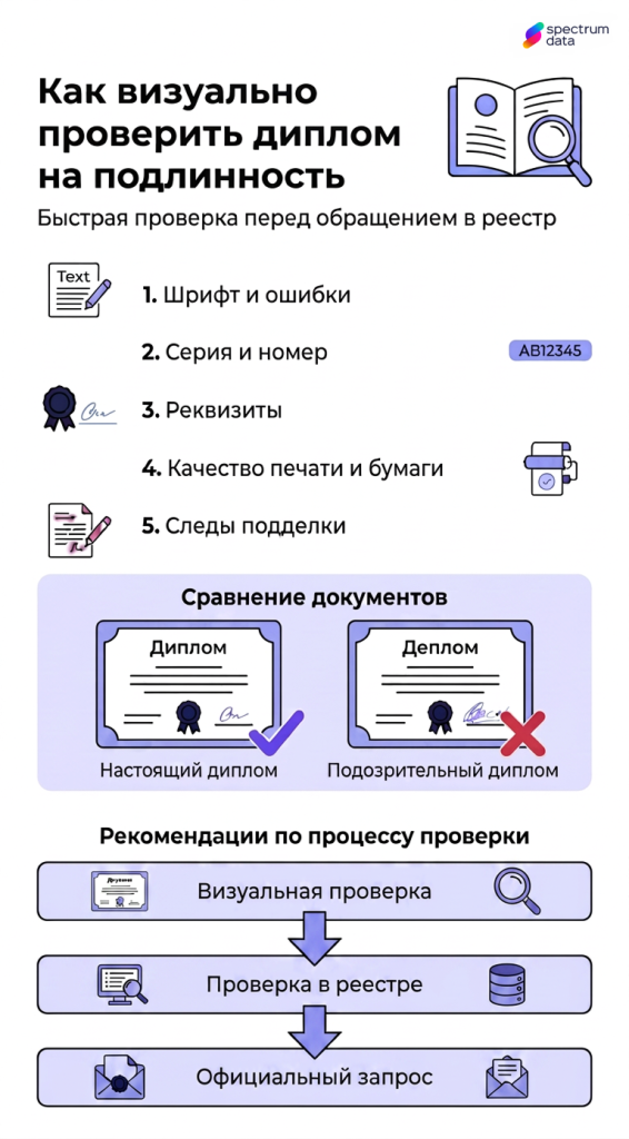 проверка диплома визуальная