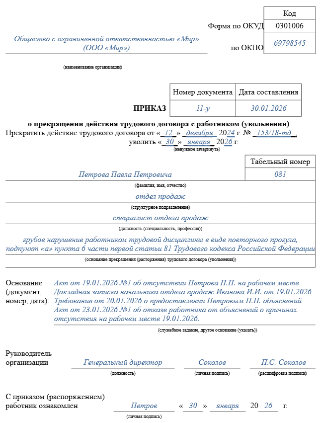 увольнение по статье за невыход на работу увольнение по статье за невыход на работу